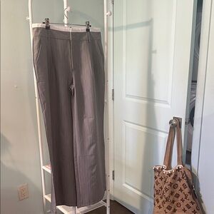 Women's Gray Pinstripe Wide-Leg Pants